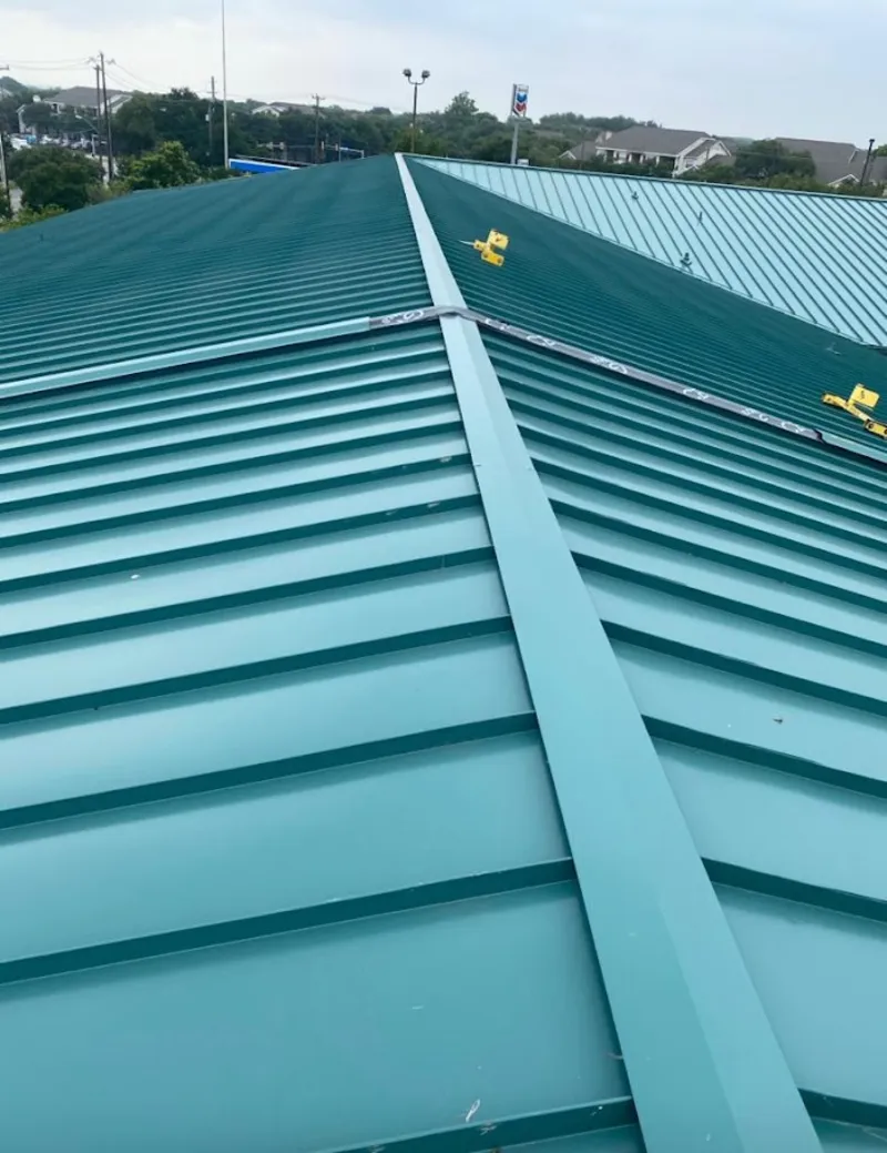 Green commercial metal roof ridge and valley for Metal Roof Repair in Des Plaines